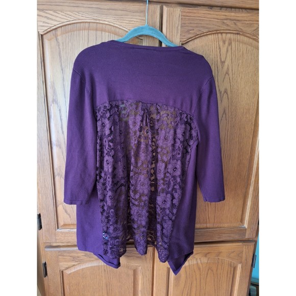 Lane Bryant Lightweight Open-Front drape lace back cardigan Size 10/12 - Picture 2 of 5